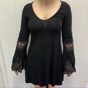 EXPRESS small black lace dress with lace sleeves